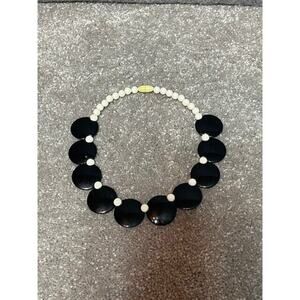 Vintage 60s Art Deco Black & White Statement Necklace 16"